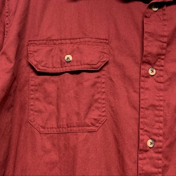 Wrangler Men's 3XL Button Up Short Sleeve Shirt Maroon Red Button Flap Pockets - Picture 4 of 8